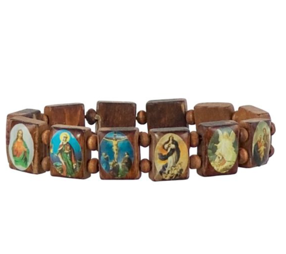 Wooden Saints Bracelet Cherry Stain Color Mxd Magic