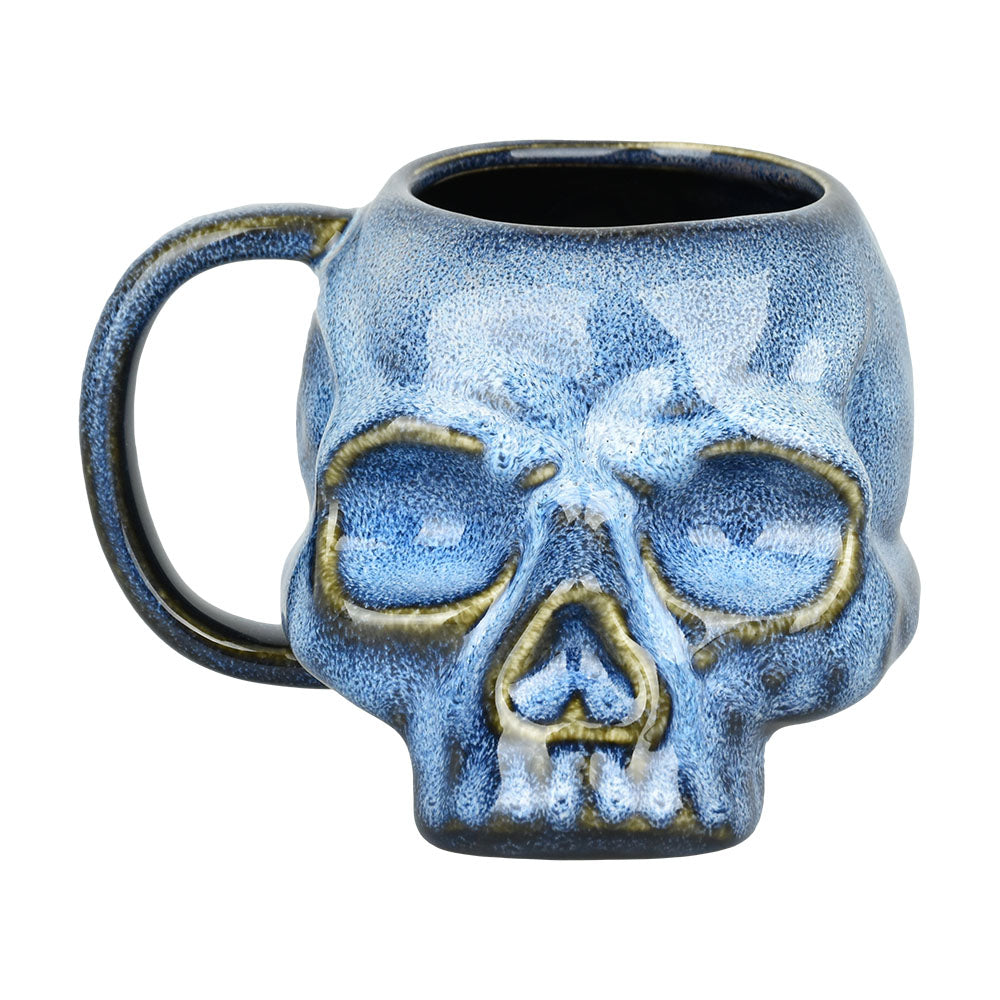 Blue Glazed Skull Mug