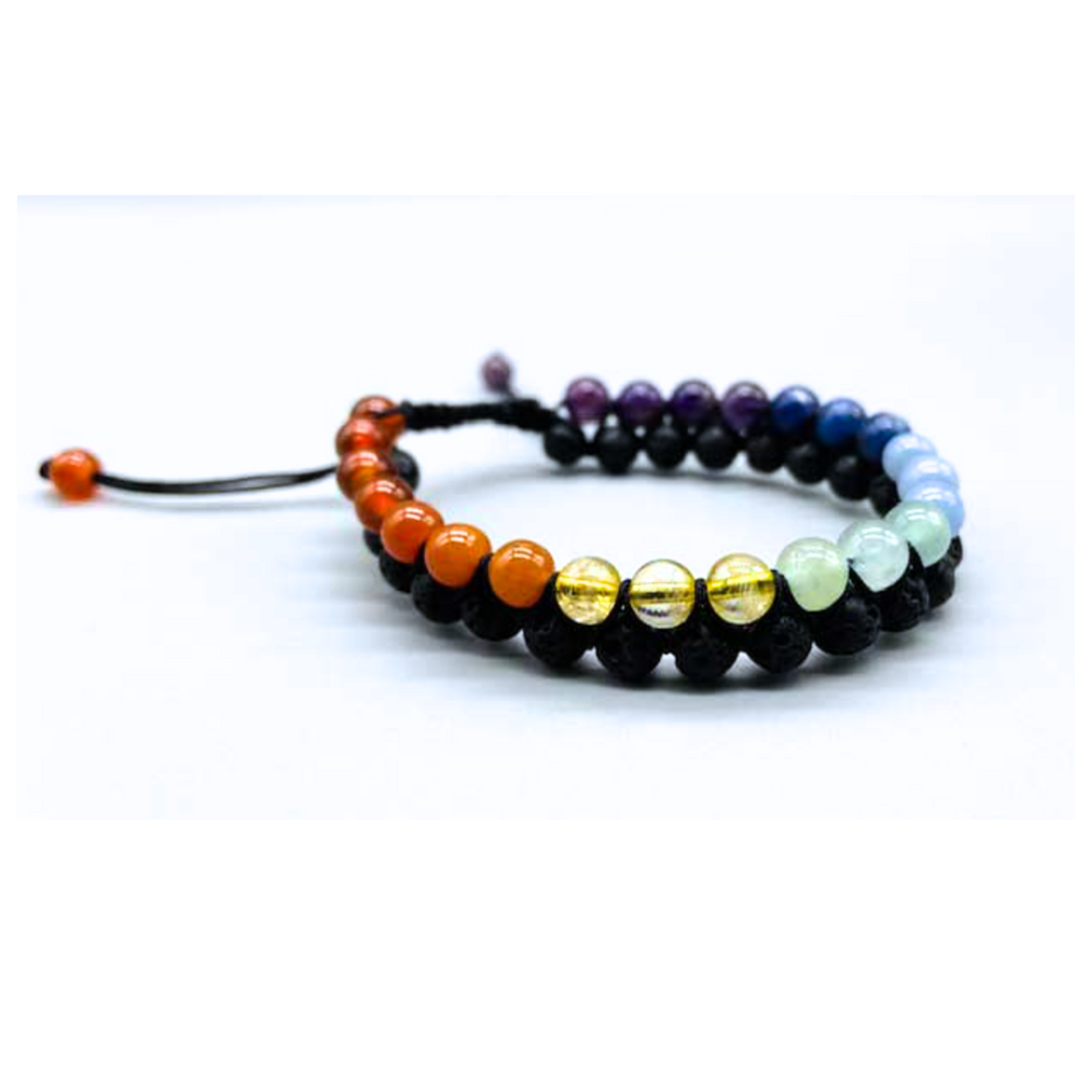 Chakra & Lava Bead Woven Bracelet