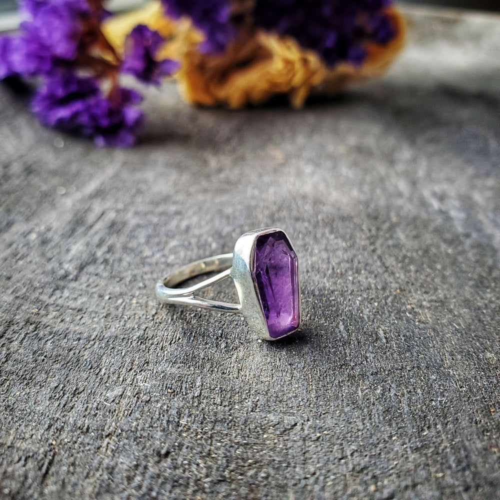 Amethyst Coffin Ring Size 5