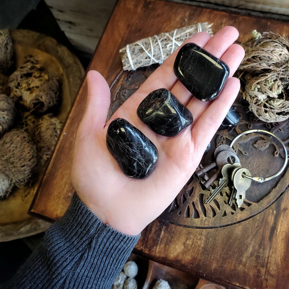 Black Tourmaline Tumbled Stone | Protection and Blockage Clearing