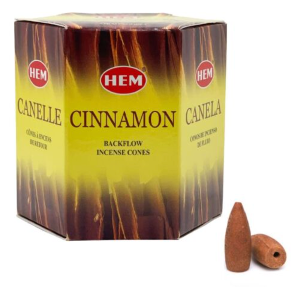 Cinnamon Backflow Incense Cones HEM Brand