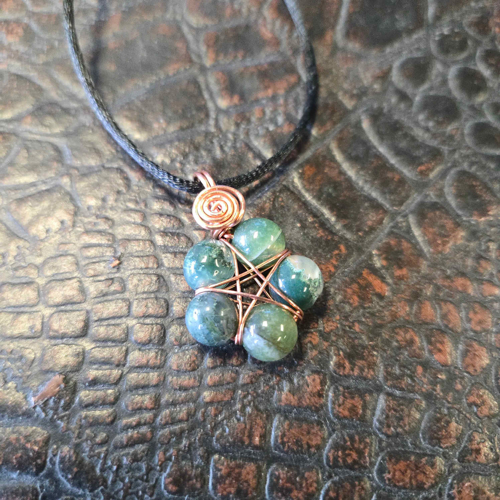 Copper and Crystal Pentagram Necklace by Thistle Rose Forge