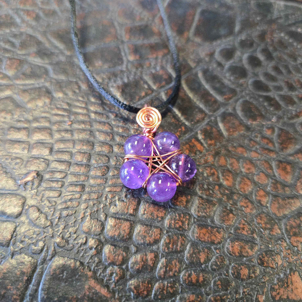 
                  
                    Load image into Gallery viewer, Copper and Crystal Pentagram Necklace by Thistle Rose Forge
                  
                