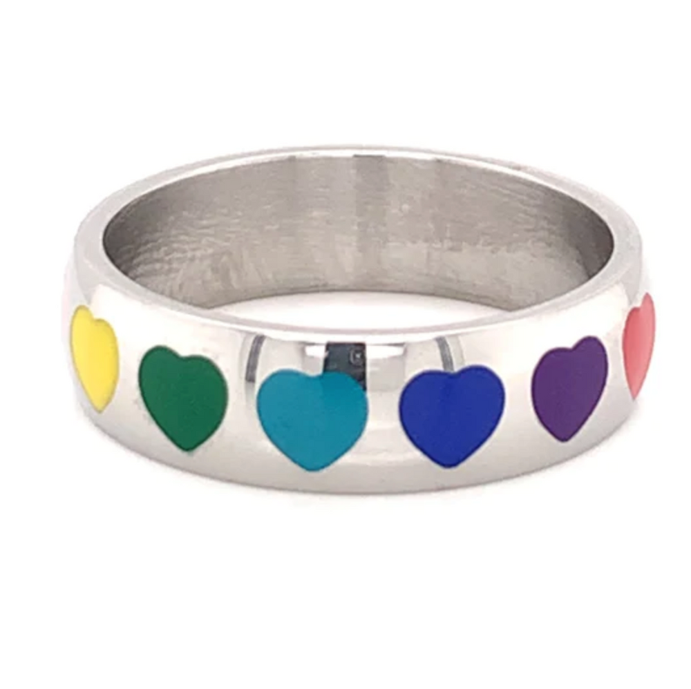 Rainbow Hearts Ring Size 7