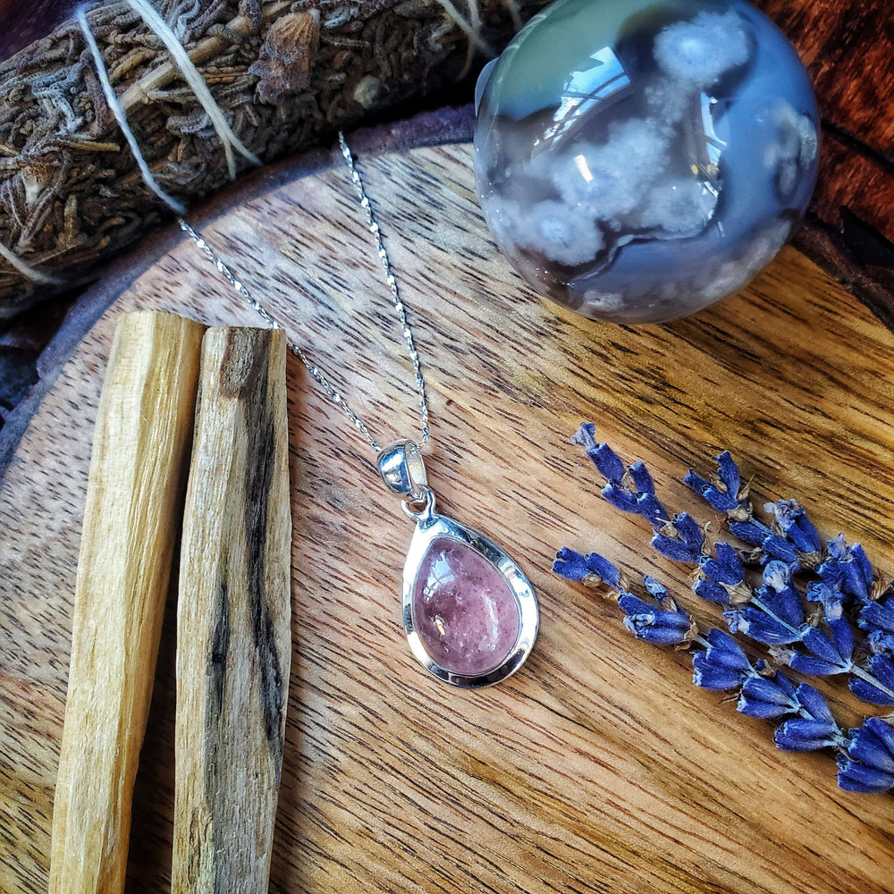 Rose Quartz Teardrop Necklace