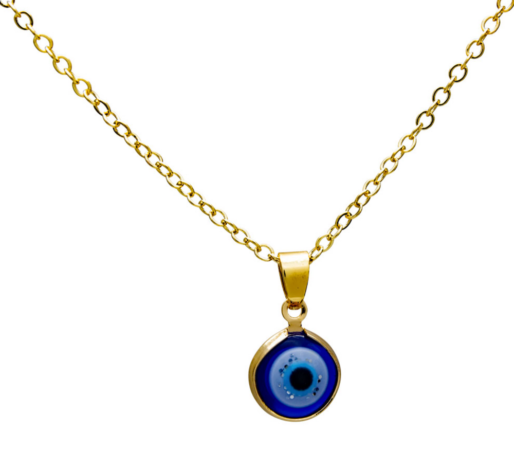 Evil Eye Necklace Gold and Blue