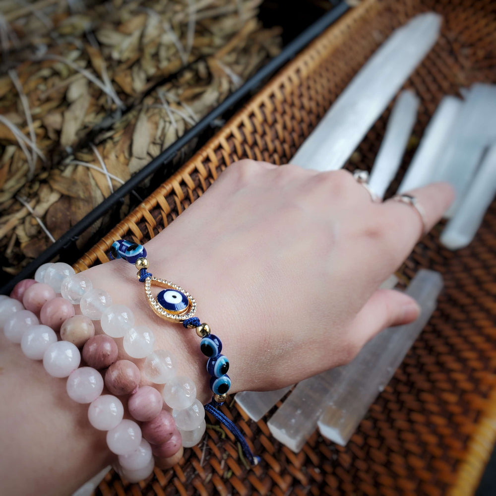 
                  
                    Load image into Gallery viewer, Evil Eye Blue Thread Bracelet
                  
                